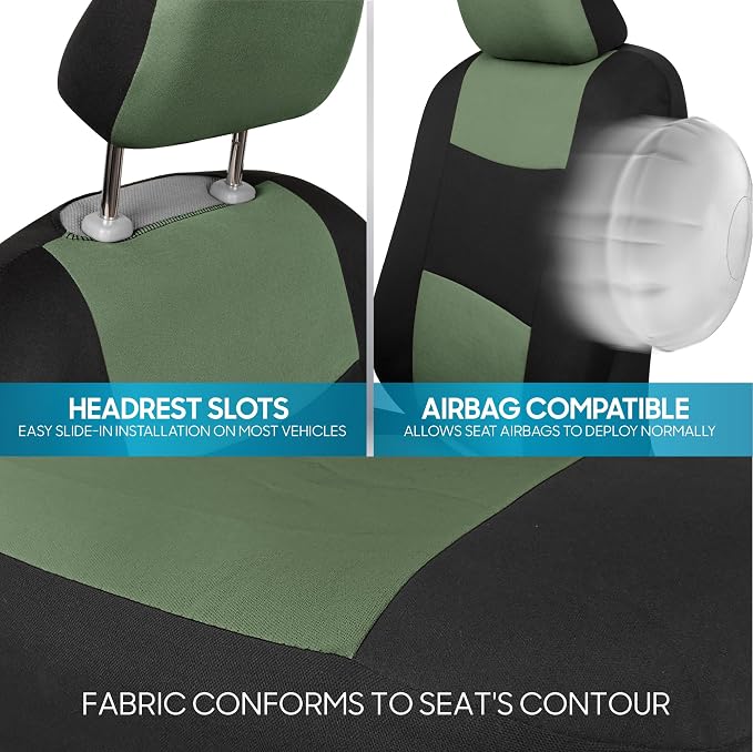 Car Seat Covers — Full Set — Green / Black