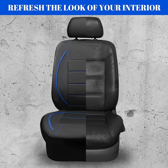 Universal Faux Leather Seat Covers — Front Seat — Black / Blue