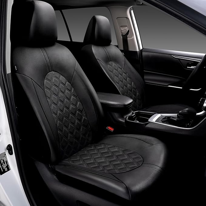 Universal Faux Leather Seat Covers — Front Seat — Black