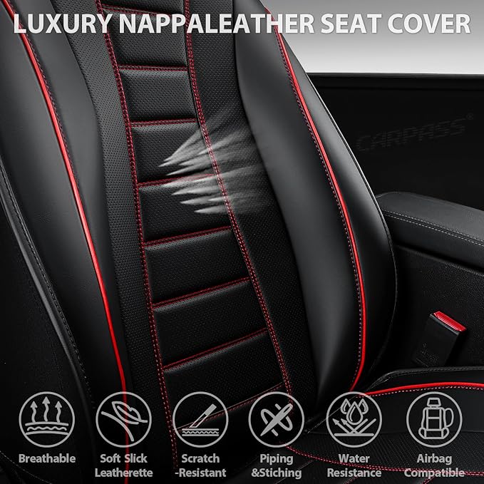 Universal Seat Covers — Full Set — Black / Red