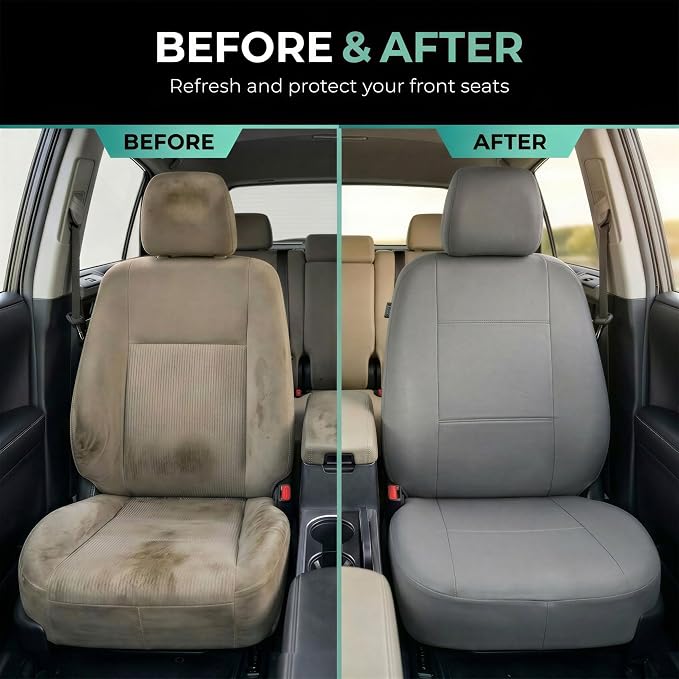 Universal Faux Leather Seat Covers — Front Seat — Gray