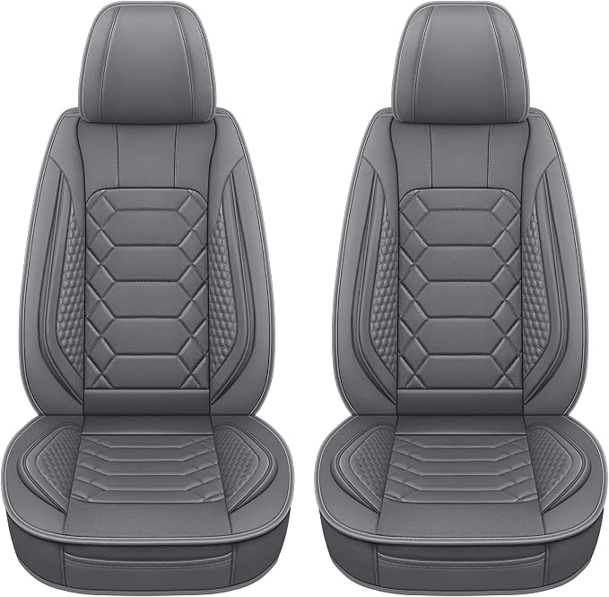 Universal Faux Leather Seat Covers — Front Seat — Gray