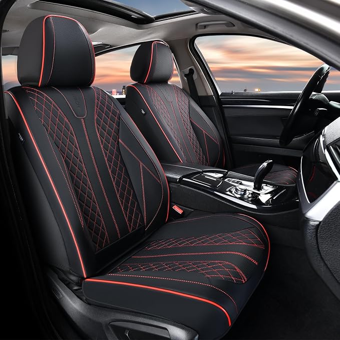Universal Seat Covers — Full Set — Black / Red