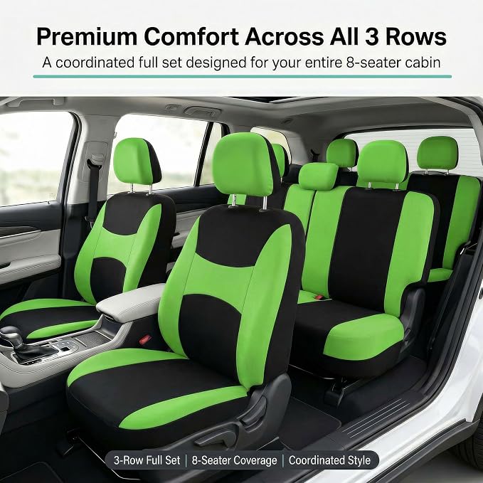 Universal Fabric Seat Covers — Green / Black