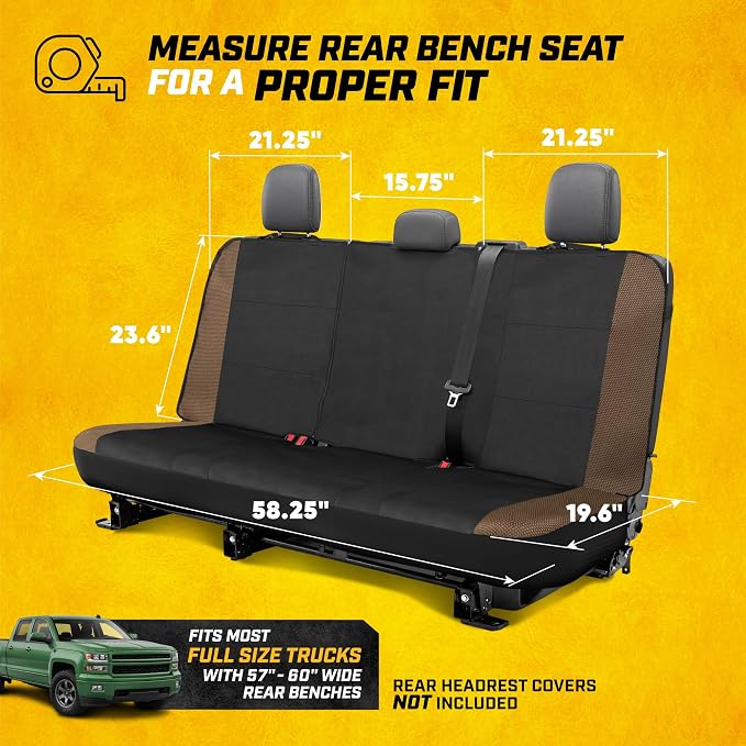 Fabric Seat Covers for Multiple Vehicles — Full Set — Brown