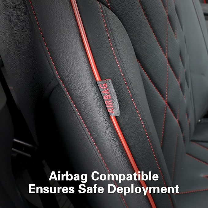 Faux Leather Seat Covers for Chevrolet Silverado — Full Set — Black / Red