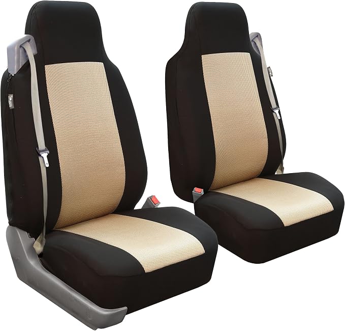 Fabric Car Seat Covers — Beige / Black