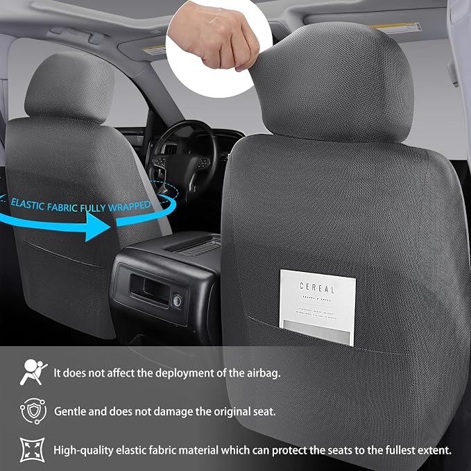 Universal Faux Leather Seat Covers — Front Seat — Gray