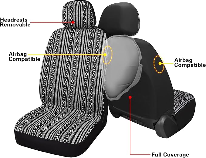 Universal Seat Covers — Full Set — Black / White
