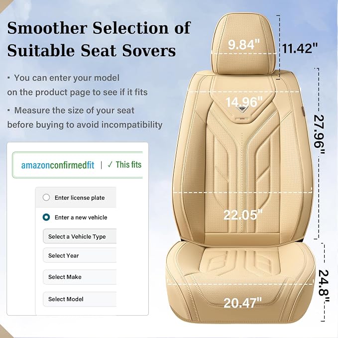 Universal Seat Covers — Front Seat — Beige
