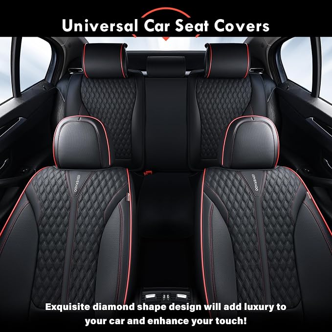Universal Seat Covers — Full Set — Black / Red