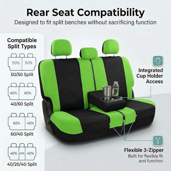 Universal Fabric Seat Covers — Green / Black
