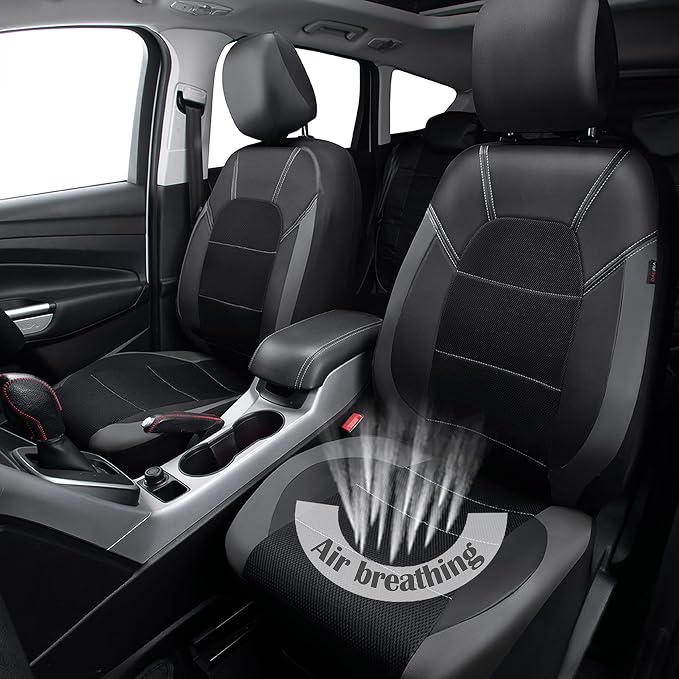 Universal Fabric Seat Covers — Front Seat — Black / Gray