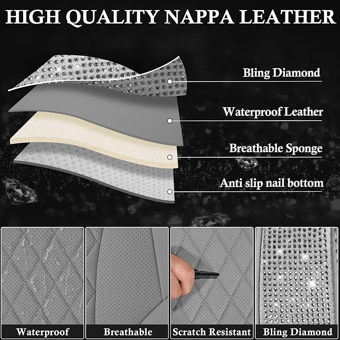Universal Faux Leather Seat Covers — Full Set — Gray