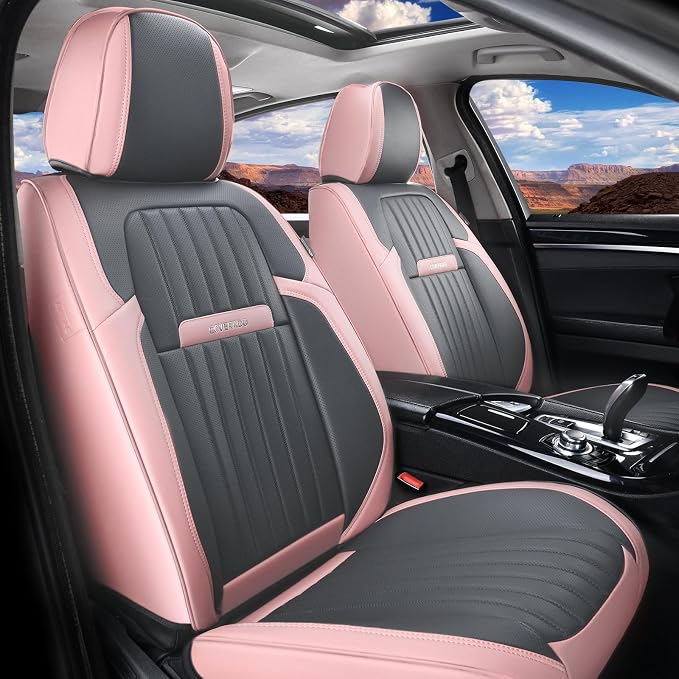 Universal Seat Covers — Full Set — Pink / Gray
