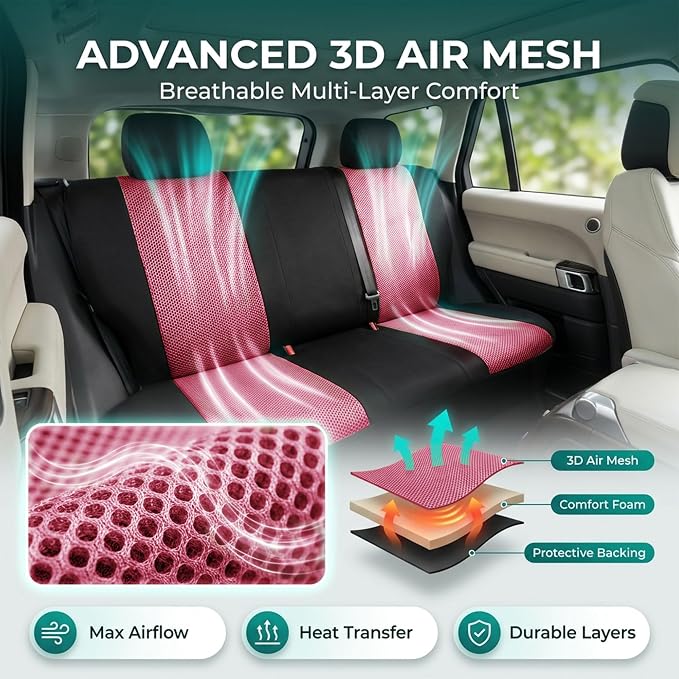 Universal Fabric Seat Covers — Full Set — Burgundy