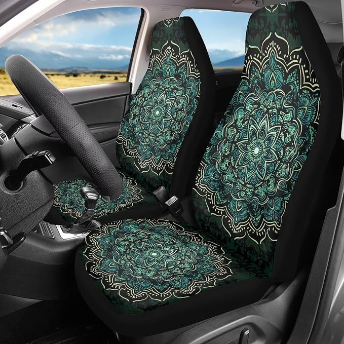 Fabric Car Seat Covers — Front Seat — Green