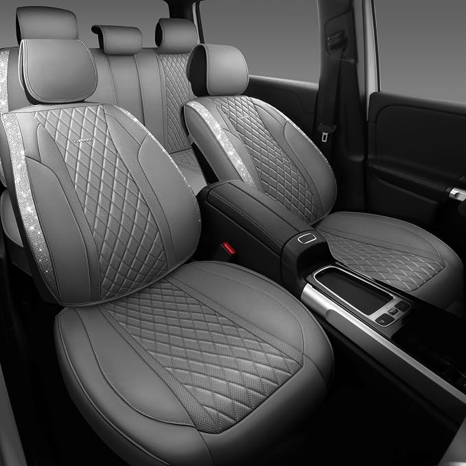 Universal Faux Leather Seat Covers — Full Set — Gray