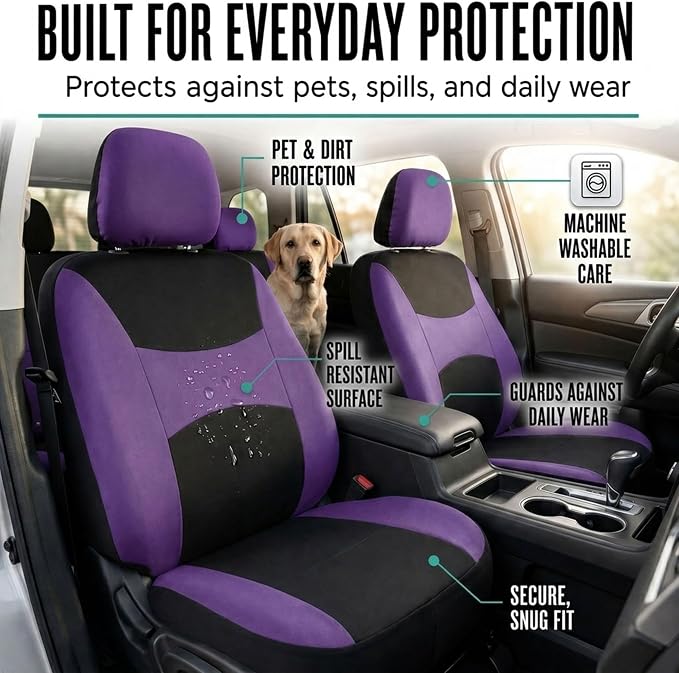 Universal Fabric Seat Covers — Full Set — Purple