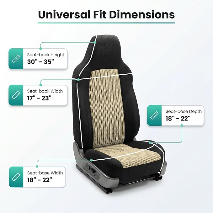 Universal Fabric Seat Covers — Front Seat — Beige