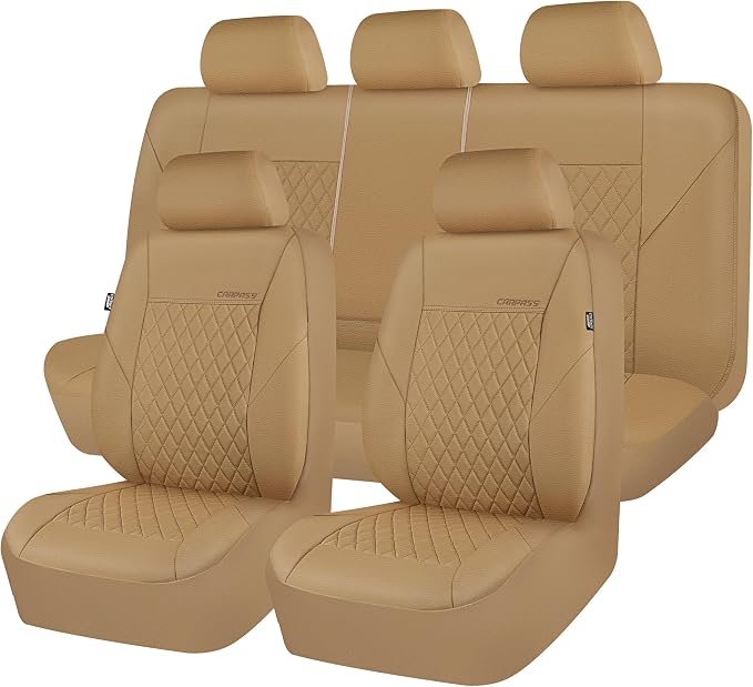 Universal Faux Leather Seat Covers — Full Set — Beige