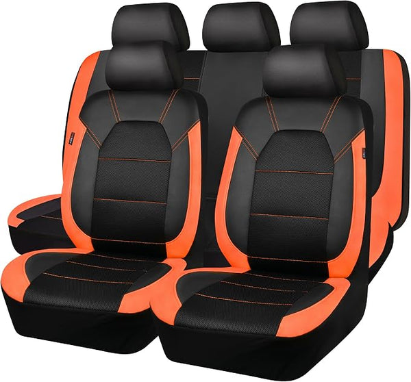 Universal Seat Covers — Full Set — Black / Orange