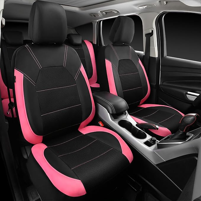 Universal Seat Covers — Full Set — Black / Pink