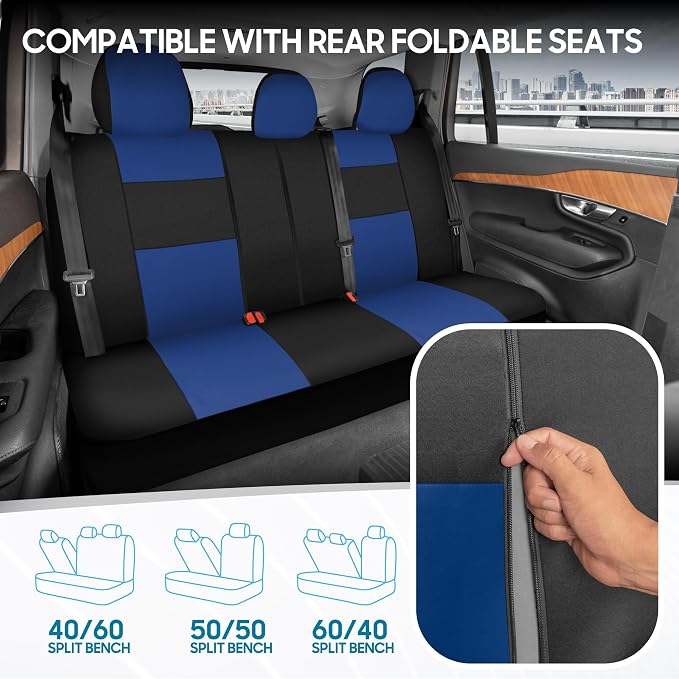 Car Seat Covers — Full Set — Blue / Black