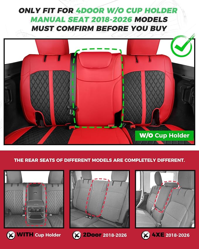 Seat Covers for Jeep Wrangler — Full Set — Red / Black