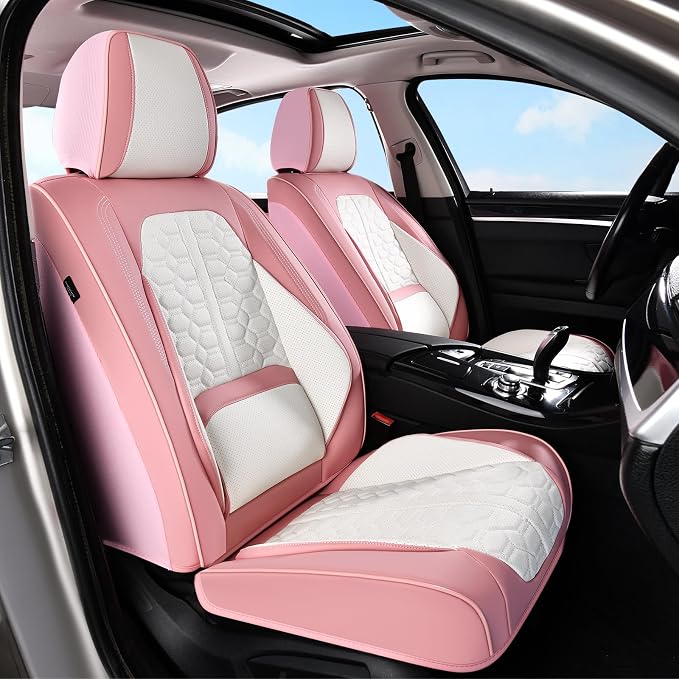 Universal Seat Covers — Front Seat — Pink / White
