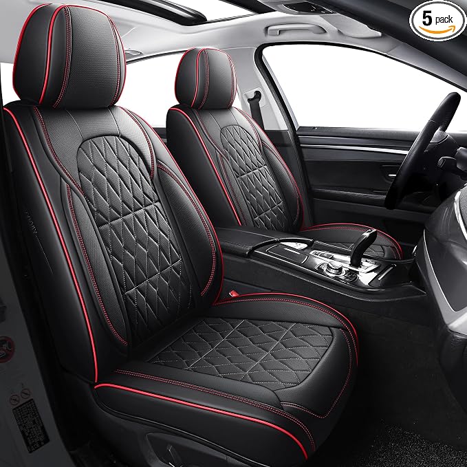 Universal Seat Covers — Full Set — Black / Red