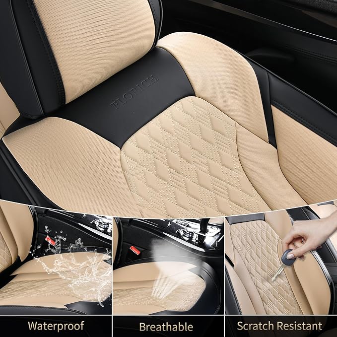 Universal Seat Covers — Full Set — Black / Beige