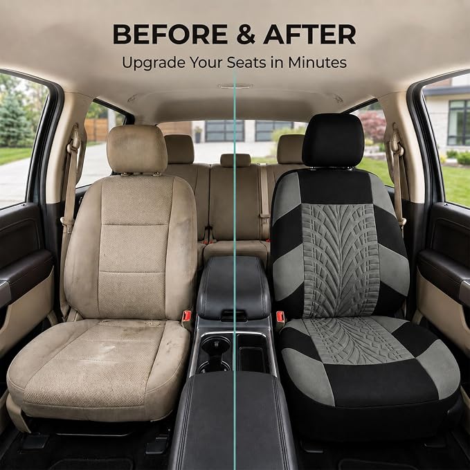 Universal Fabric Seat Covers — Front Seat — Beige