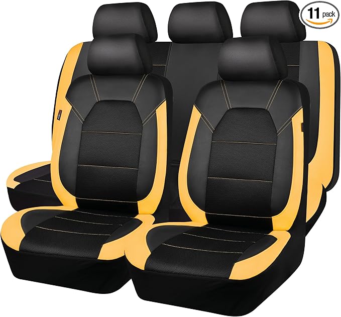 Universal Seat Covers — Full Set — Black / Yellow