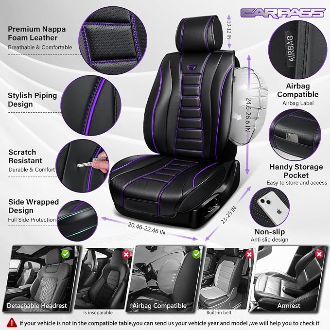 Universal Seat Covers — Full Set — Purple / Black