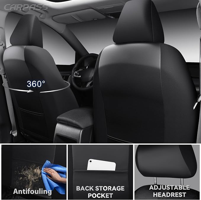 Faux Leather Seat Covers for Multiple Vehicles — Front Seat — Black