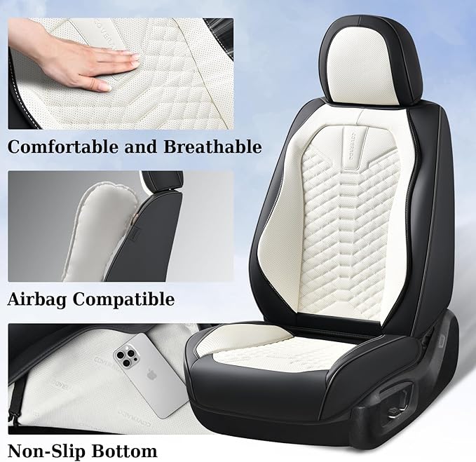 Universal Seat Covers — Full Set — Black / White