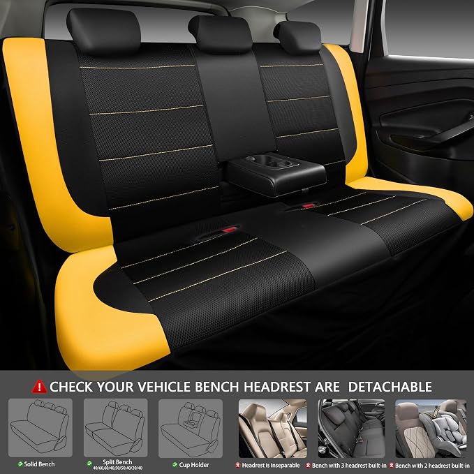 Universal Seat Covers — Full Set — Black / Yellow
