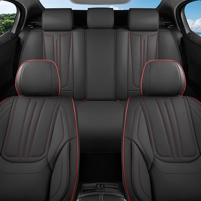 Universal Seat Covers — Full Set — Black / Red