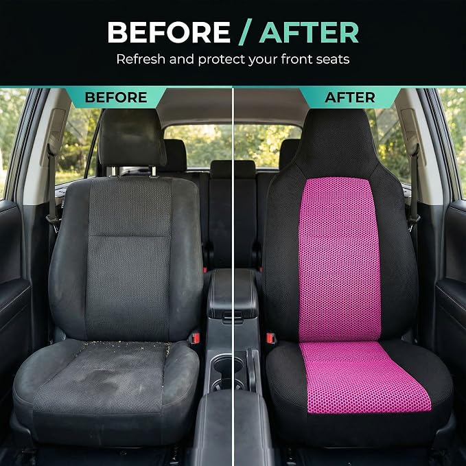 Universal Fabric Seat Covers — Front Seat — Pink