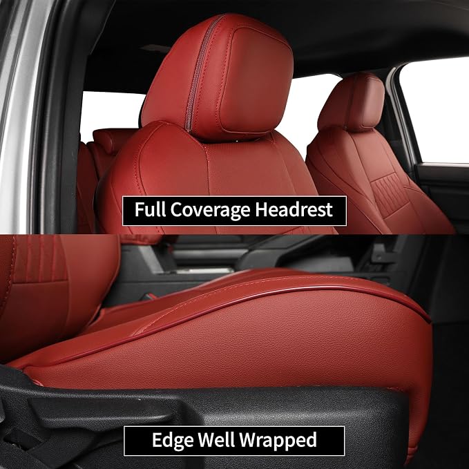 Faux Leather Seat Covers for Toyota Tacoma — Full Set — Burgundy