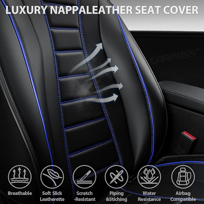 Universal Seat Covers — Full Set — Black / Blue