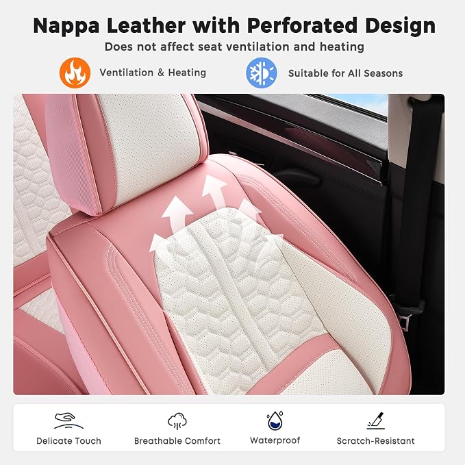 Universal Seat Covers — Front Seat — Pink / White