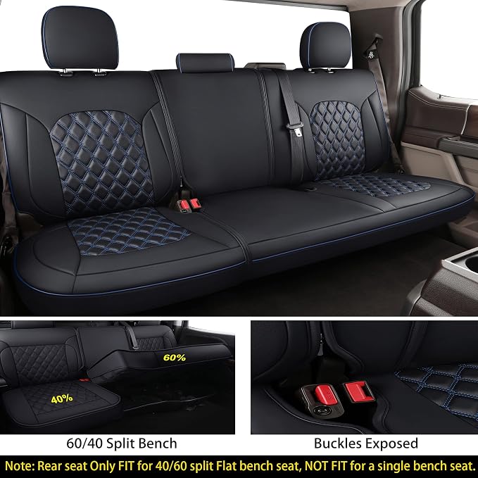 Seat Covers for Multiple Vehicles — Full Set — Black / Blue