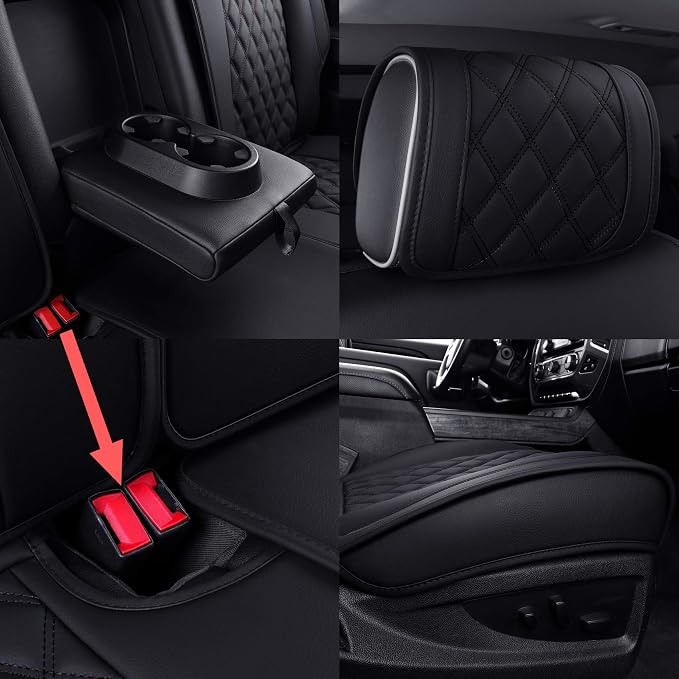Faux Leather Seat Covers for Chevrolet Silverado / GMC Sierra — Full Set — Black