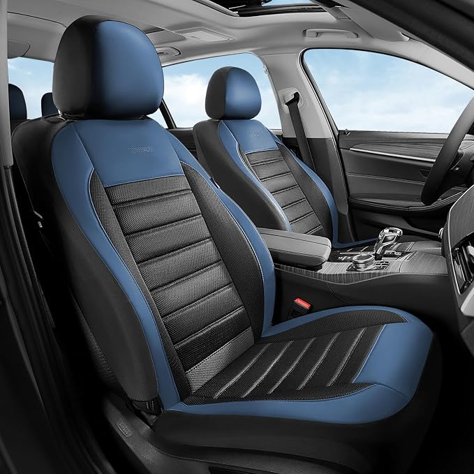 Fabric Car Seat Covers — Front Seat — Black / Blue