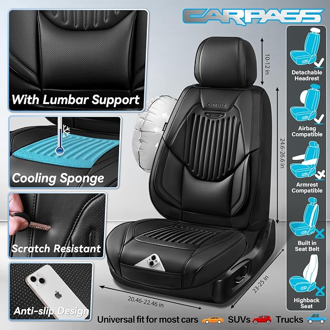 Universal Seat Covers — Front Seat — Black