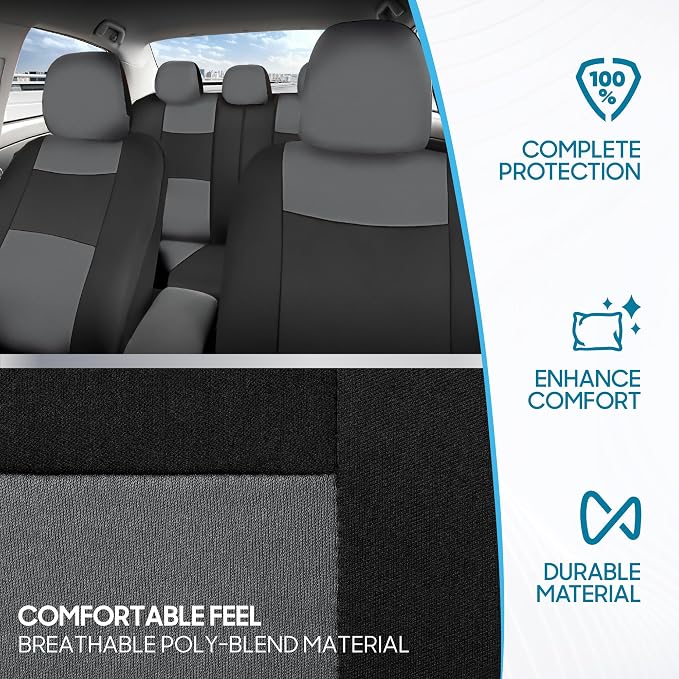 Car Seat Covers — Full Set — Gray / Black