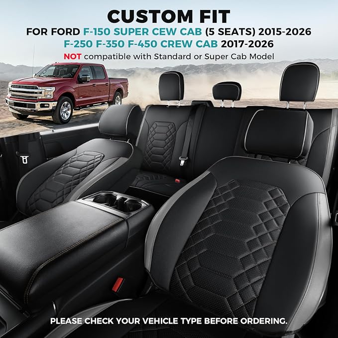Faux Leather Seat Covers for Multiple Vehicles — Full Set
