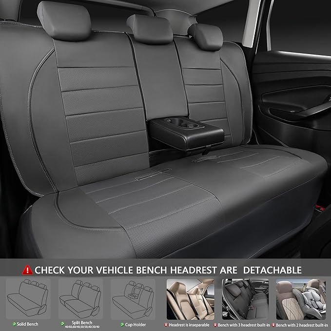 Universal Faux Leather Seat Covers — Full Set — Gray
